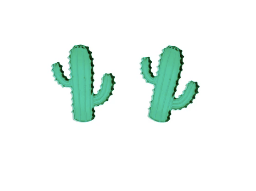 Cactus Earrings in Mirror Green